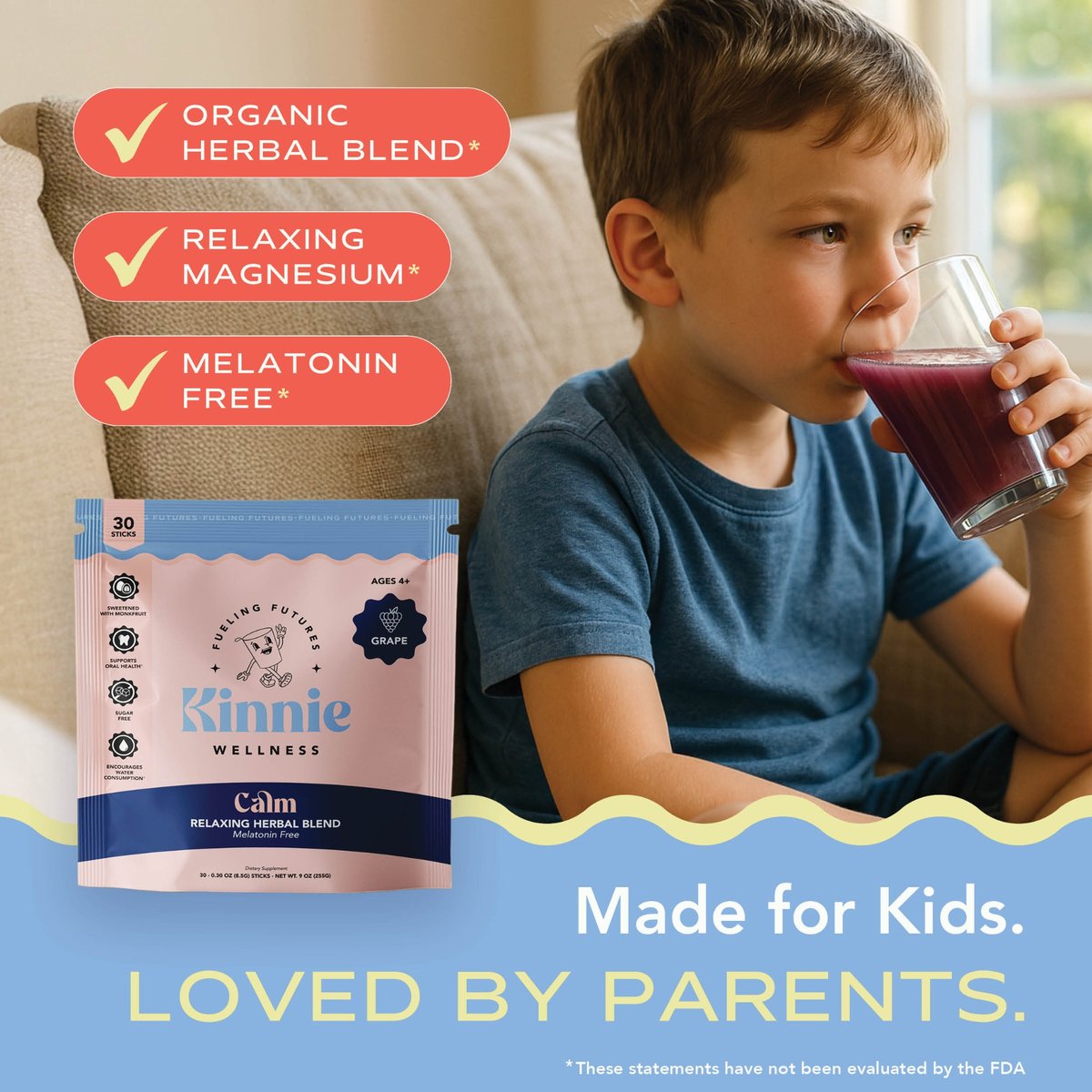 Kinnie Kids Calm Drink Mix – Grape Flavor