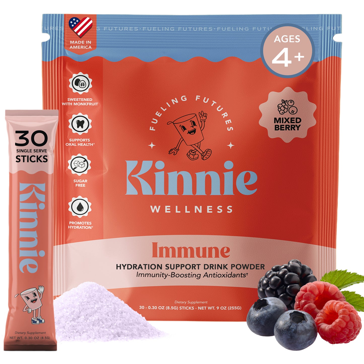 Kinnie Kids Immune & Hydration Drink Mix – Mixed Berry
