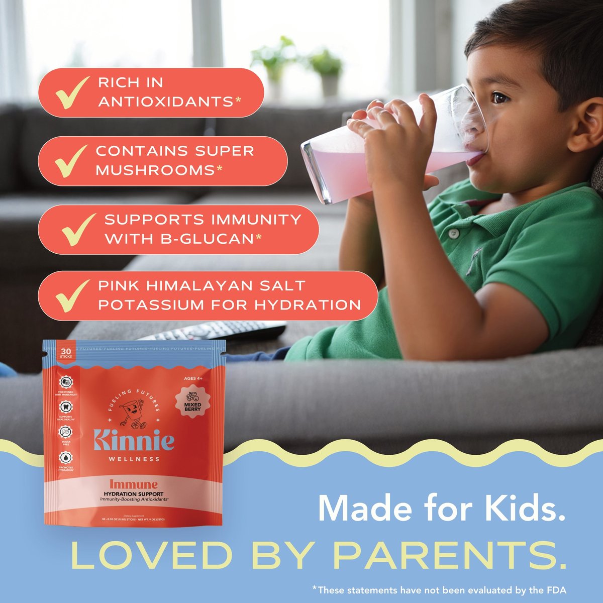 Kinnie Kids Immune & Hydration Drink Mix – Mixed Berry